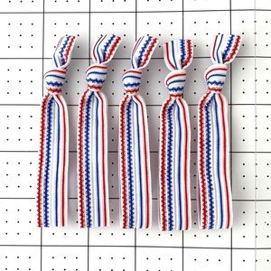 Set of 5 Patriotic Hair Ties Red/White/Blue/silver